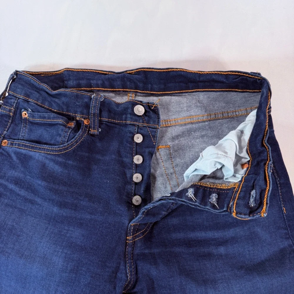 Levis 501 Original Fit Jeans Mens 31x30 Dark Wash Button Fly Straight Leg Denim